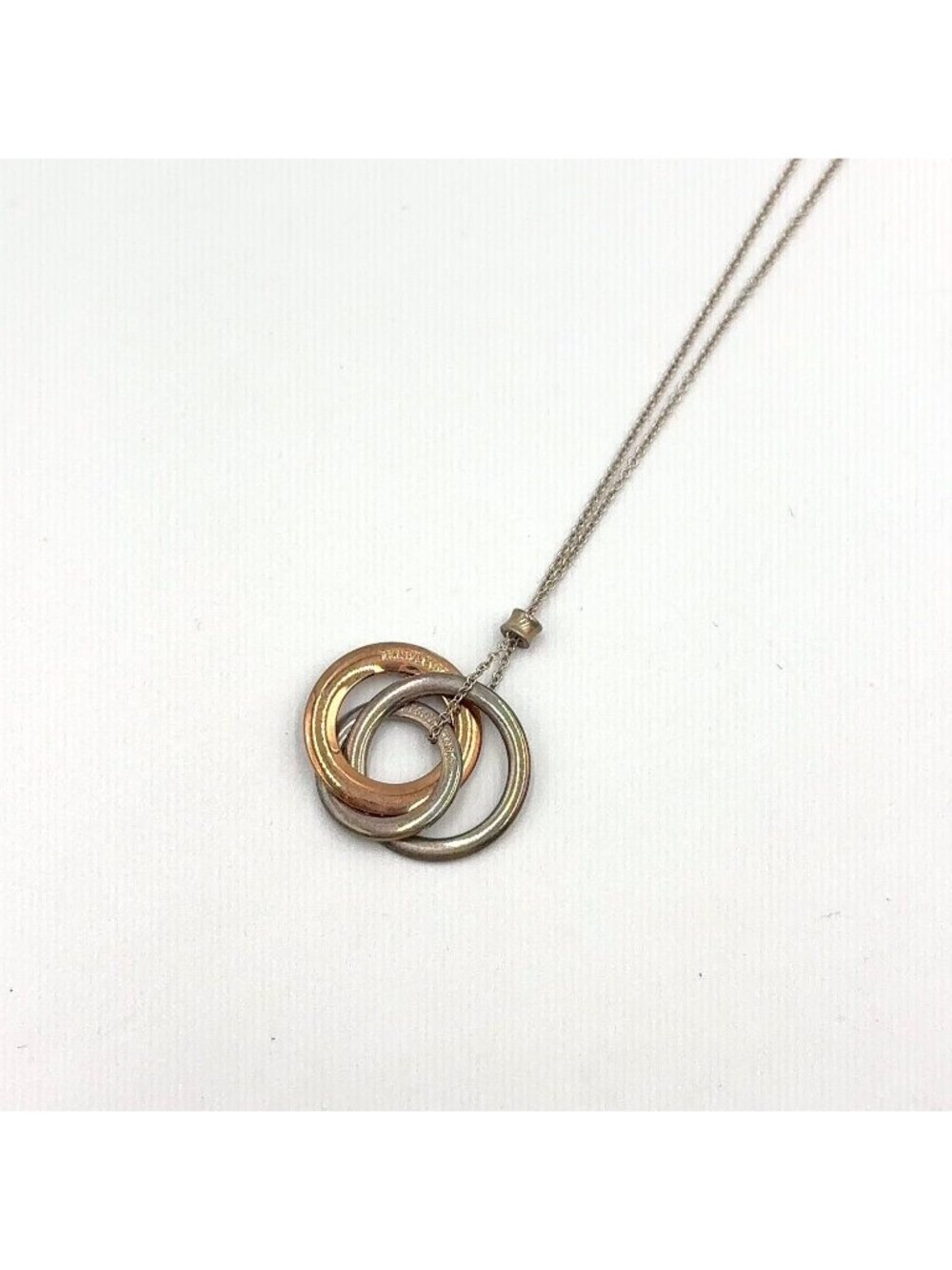 Tiffany & Co Interlocking Circle Silver Gold Rubedo Pink Necklace